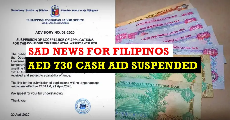filipino cash aid uae suspended