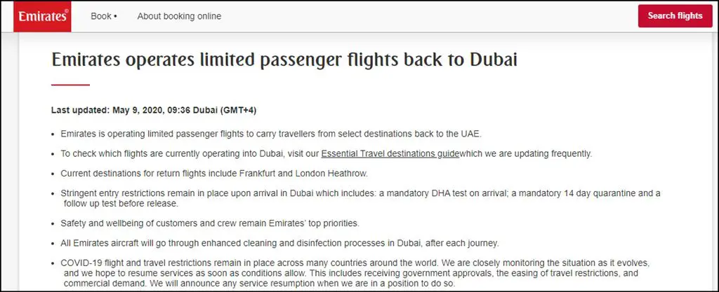 emirates return flights for expats stuck abroad